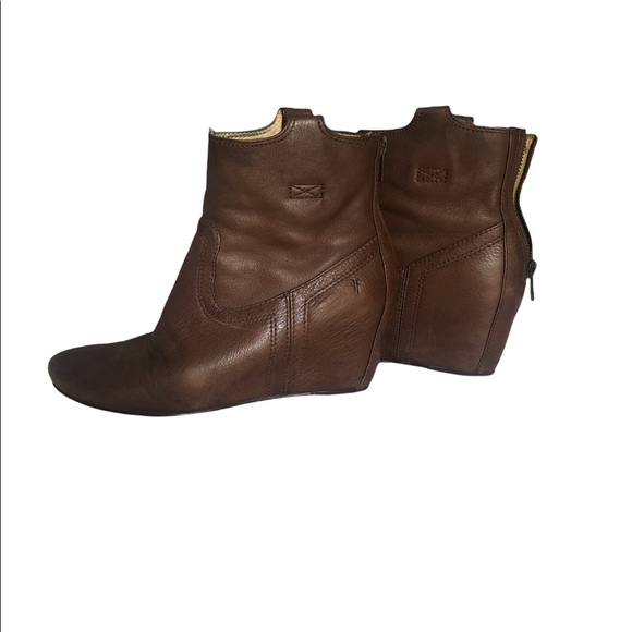 Frye Shoes - FRYE Carson brown wedge booties size 8.5